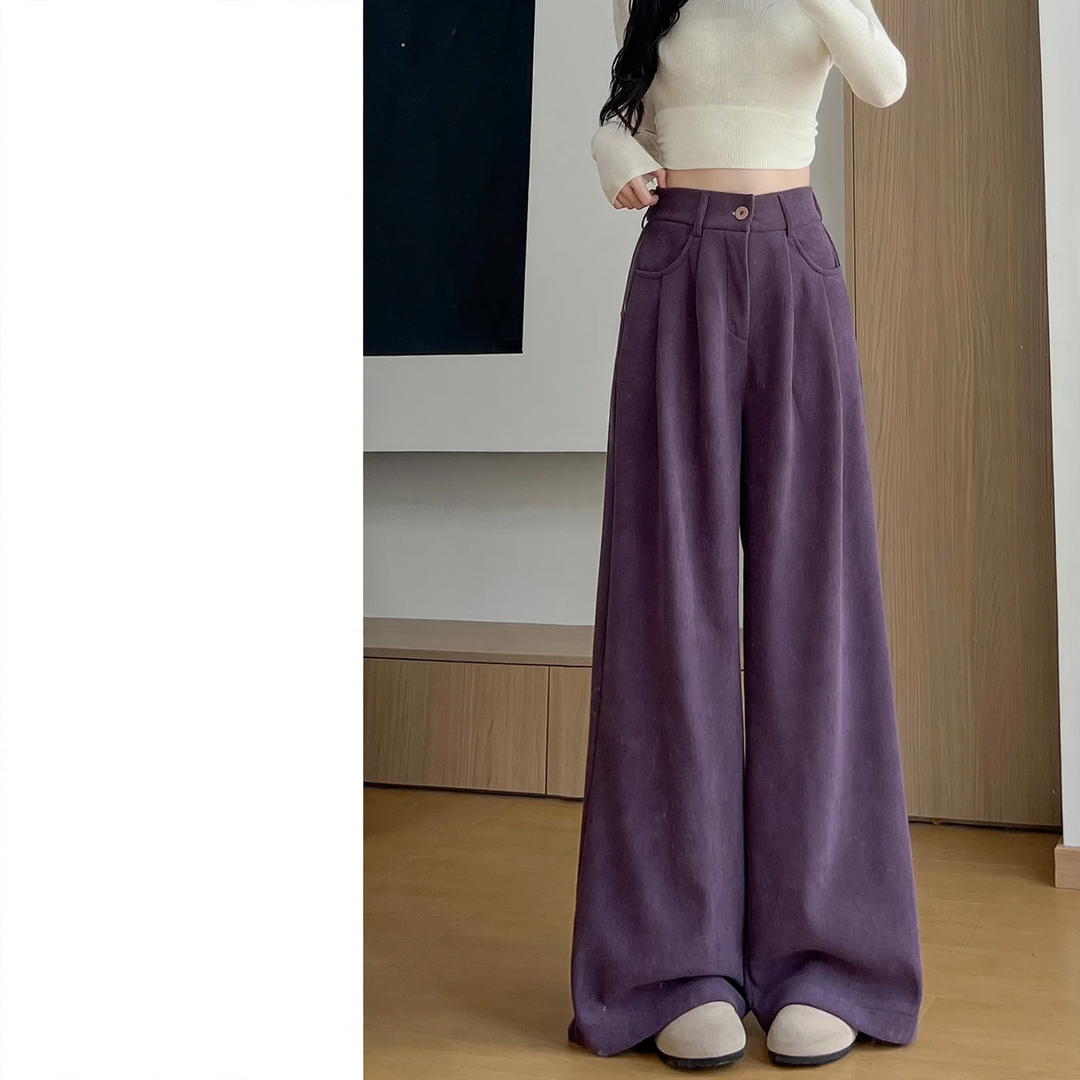 Women's corduroy suit pants with wide leg