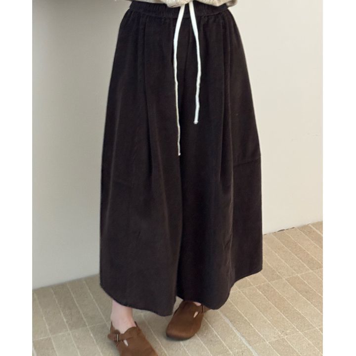 Women's corduroy pants with wide leg and elastic waistband