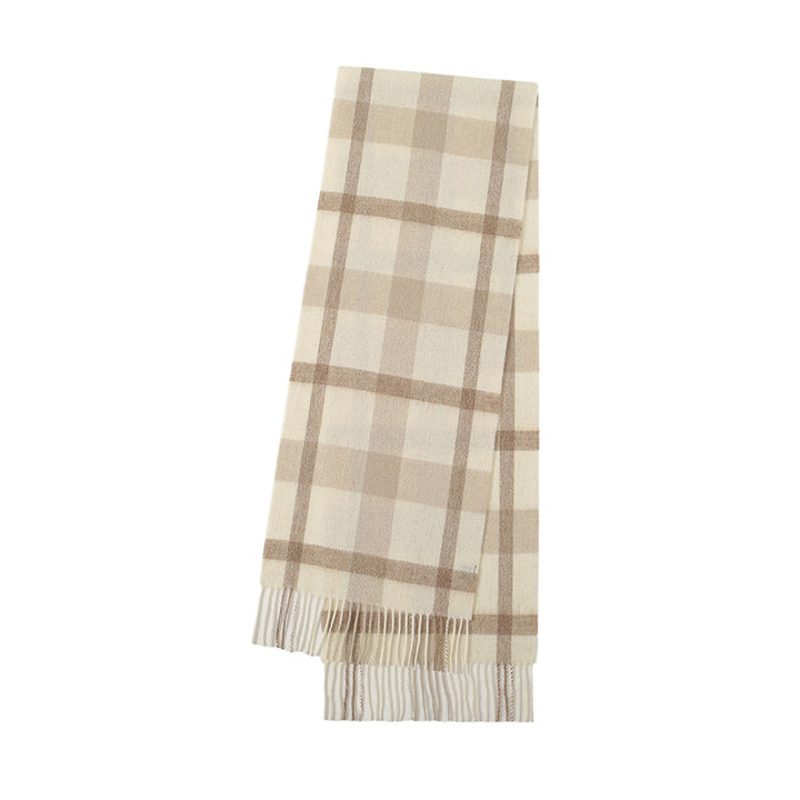 Checked scarf with fringes, 180x30cm