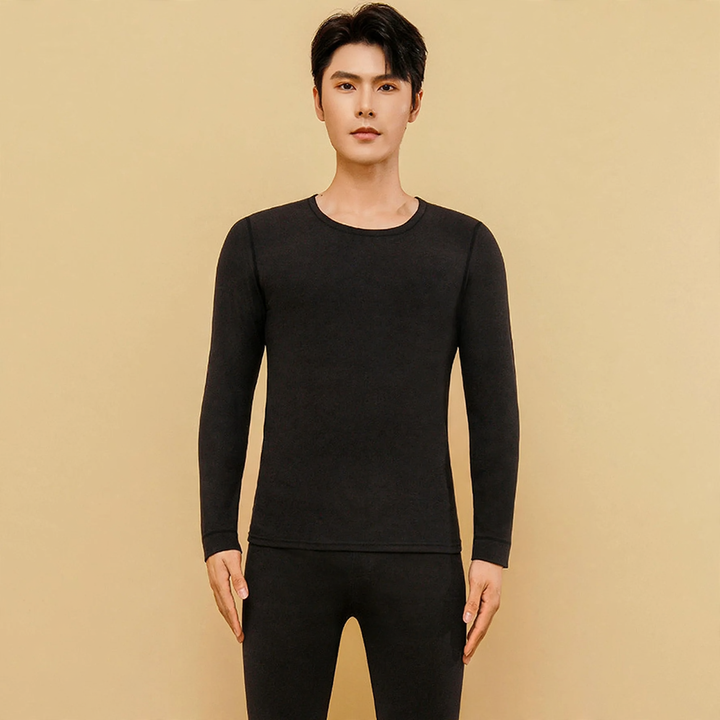 Thermal underwear set, antibacterial, round neck