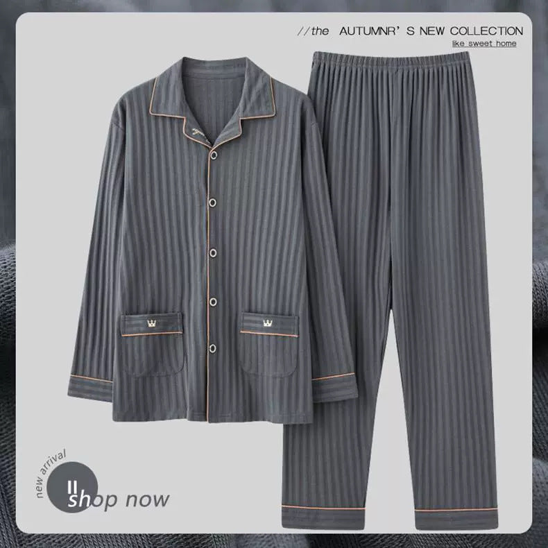 Men's cotton pajamas with checkered pattern