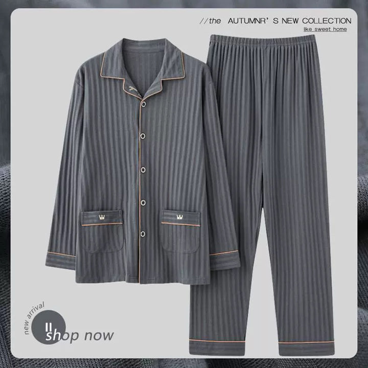 Men's cotton pajamas with checkered pattern