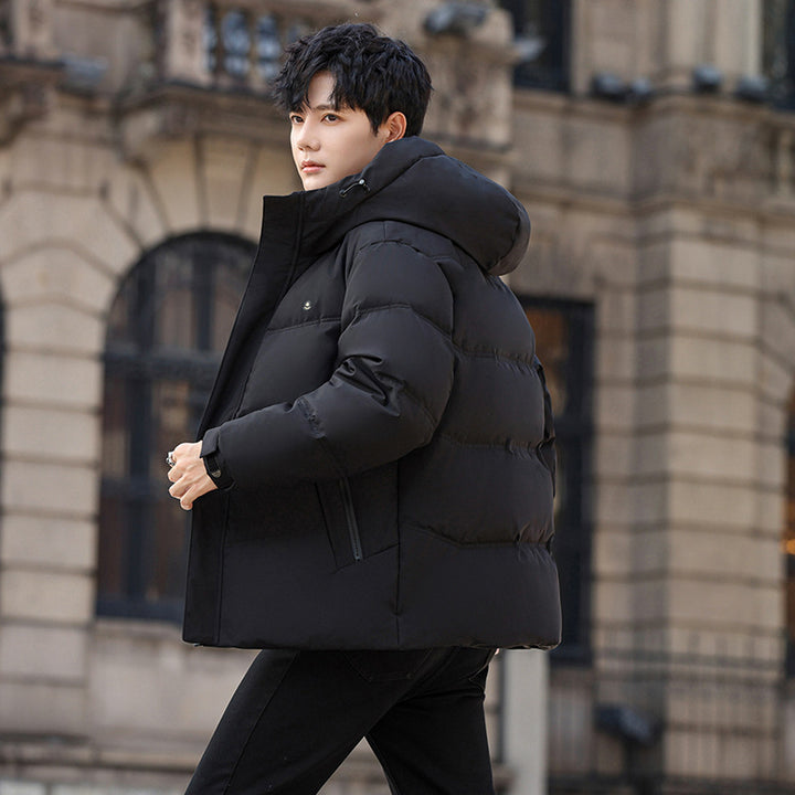 Short men's down jacket with hood, 885