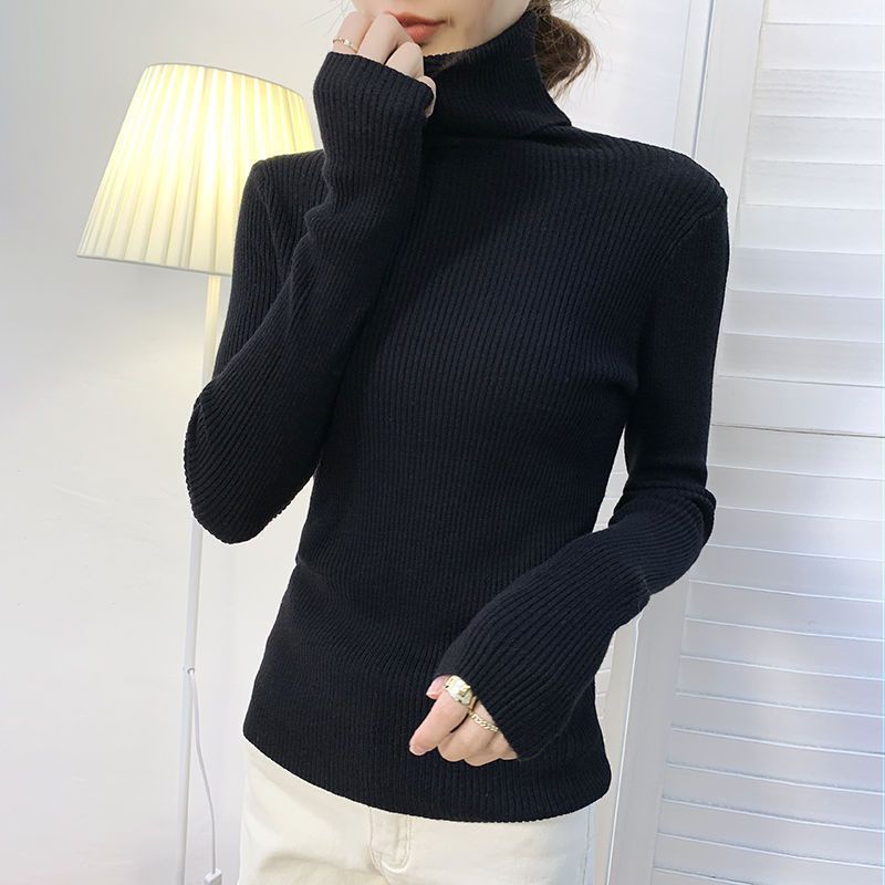 Women's turtleneck sweater, fitted, plus sizes
