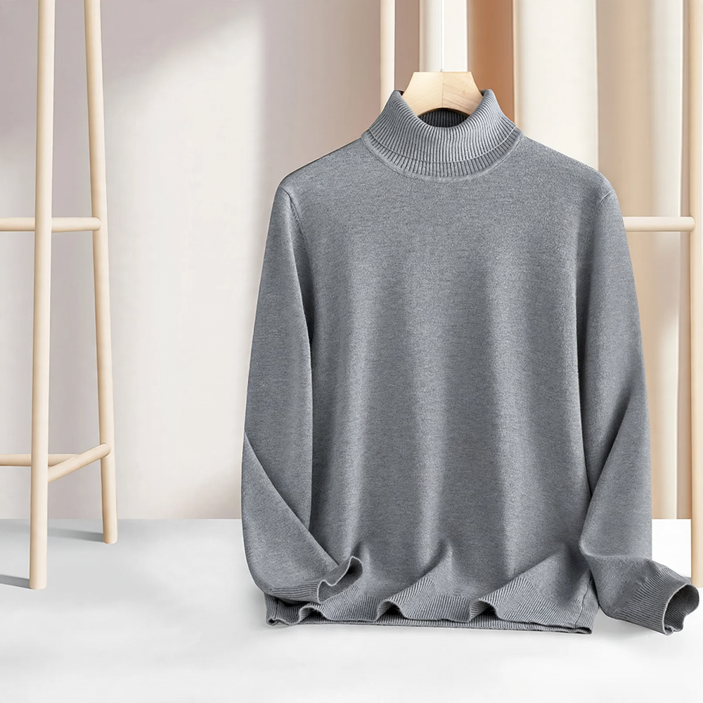 Men's turtleneck sweater made of wool and modal, warm