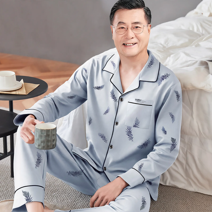 Men's cotton pajamas, long sleeve, set