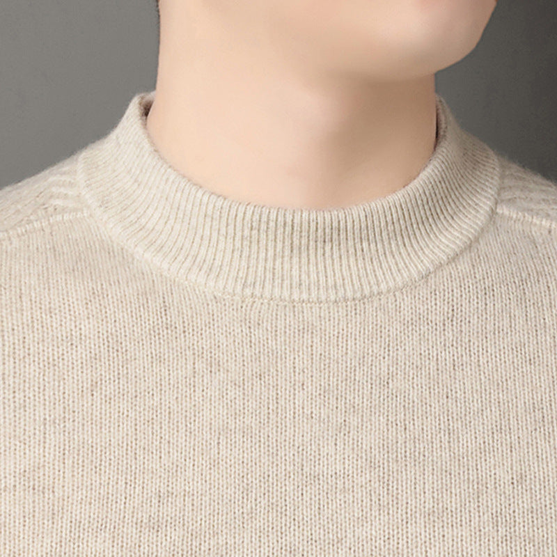 Men's Yak Wool Sweater, Stand-Up Collar, Warm and Knitted