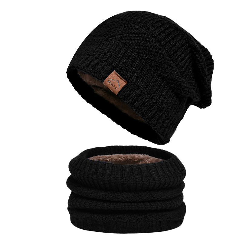 Knitted beanie and scarf set, lined, winter