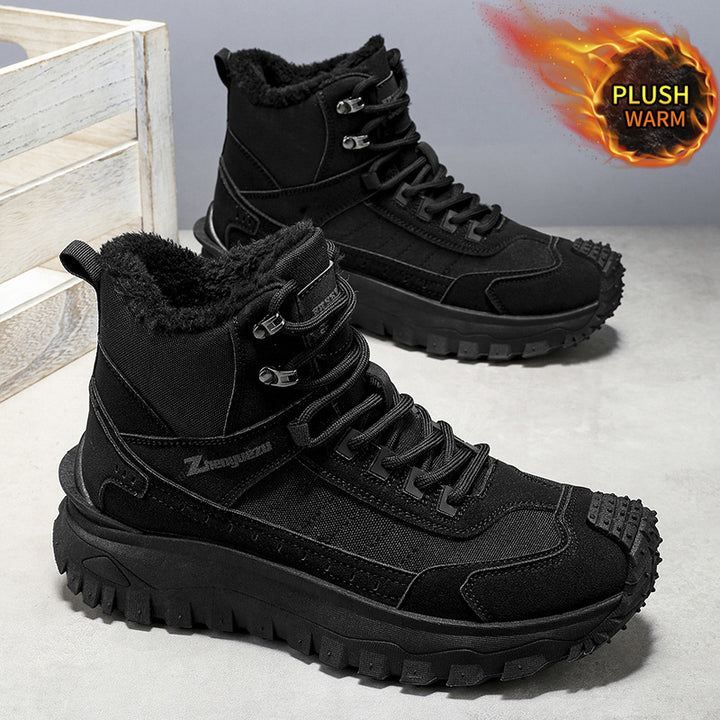 Padded men's outdoor boots for winter