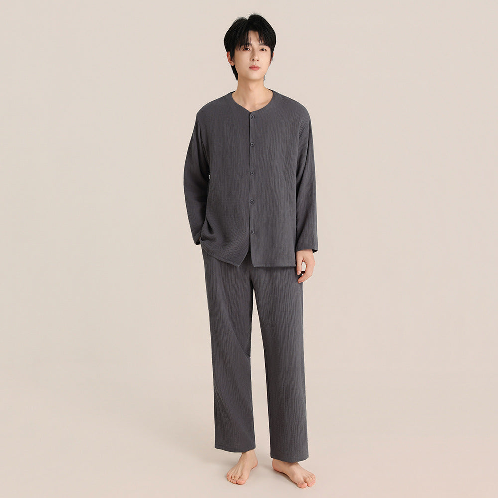 Cotton pajama set, round neck, for couples