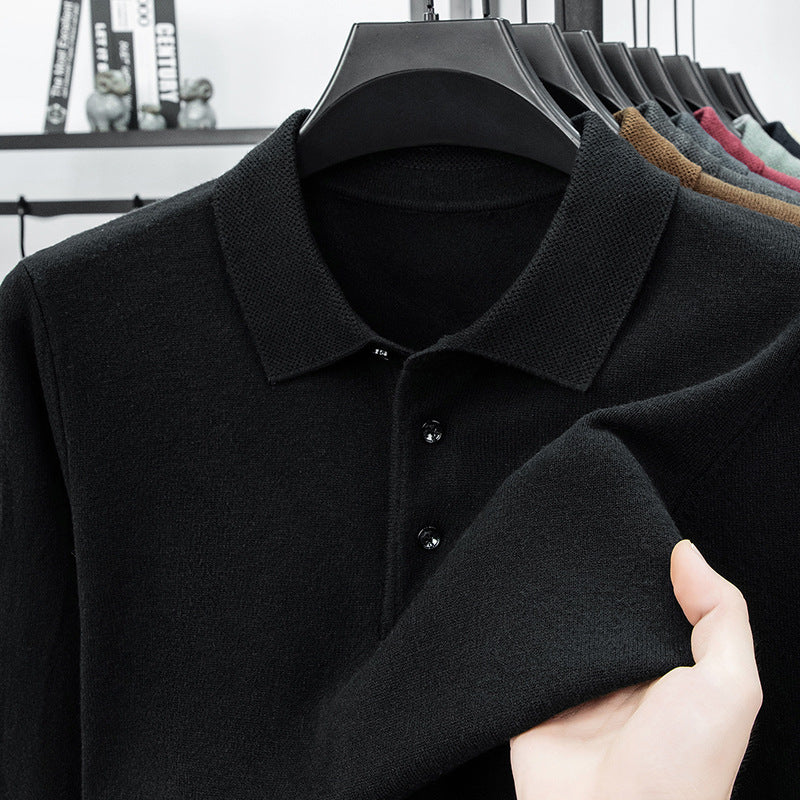 Men's knit sweater with shawl collar and thermal lining