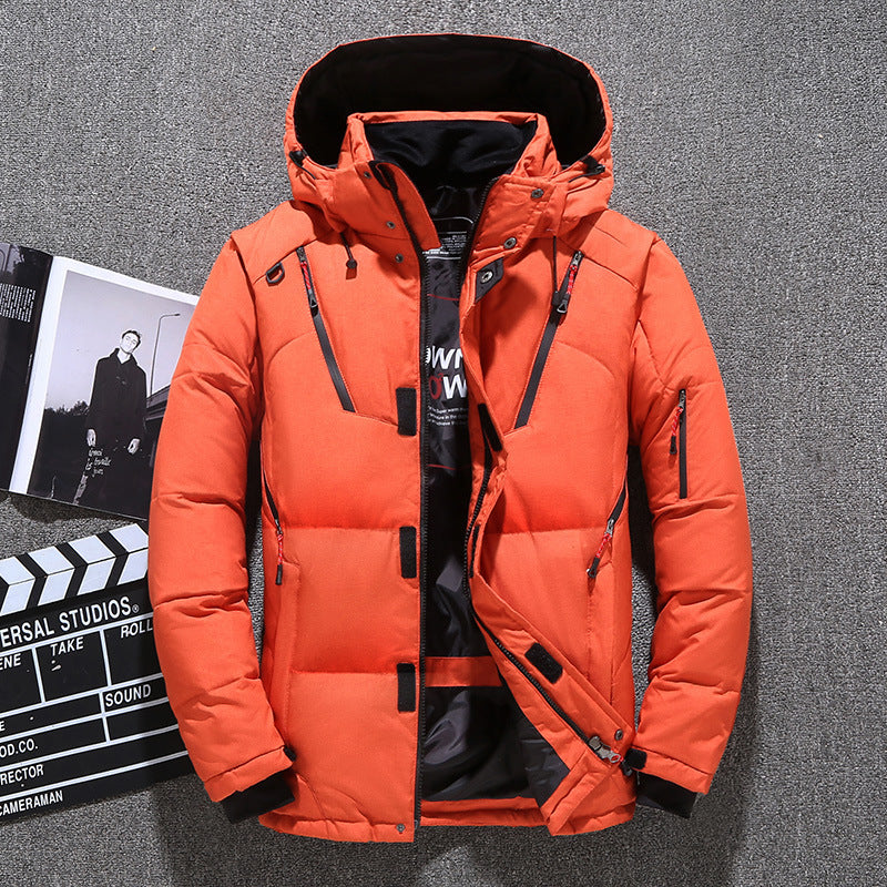 Warm men's down jacket, fitted