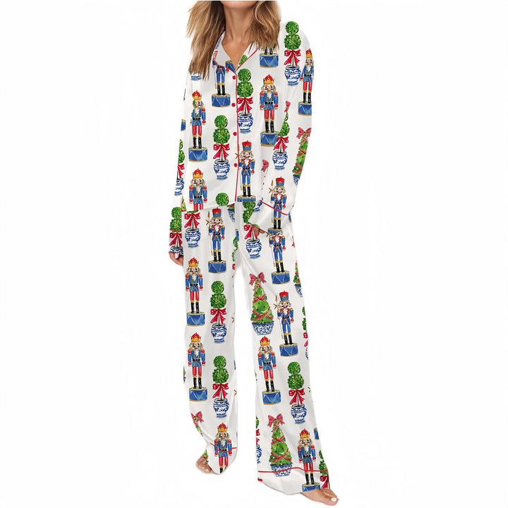 Women's Christmas-themed Pajamas, Long Sleeve, Set
