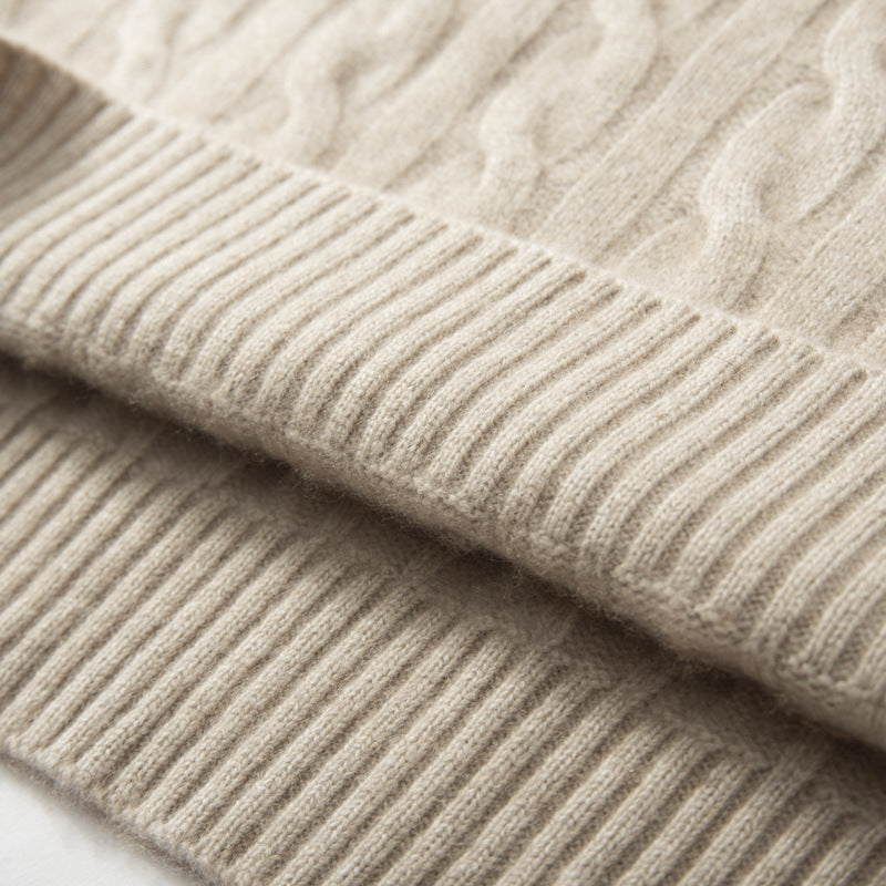 Men's cashmere sweater, cable pattern, heavy knit design