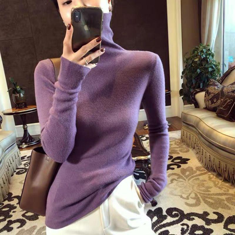 Fitted turtleneck sweater, various colors