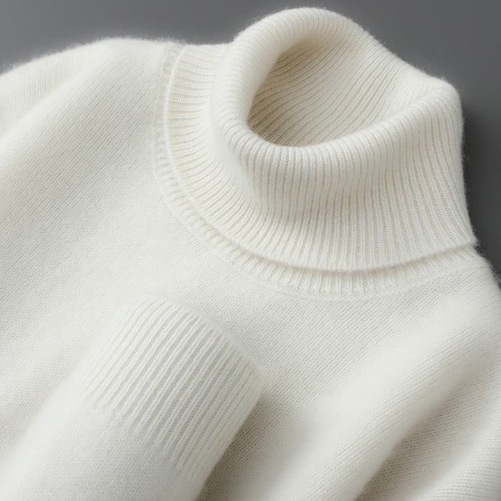 Men's pullover with stand-up collar made of 100% wool