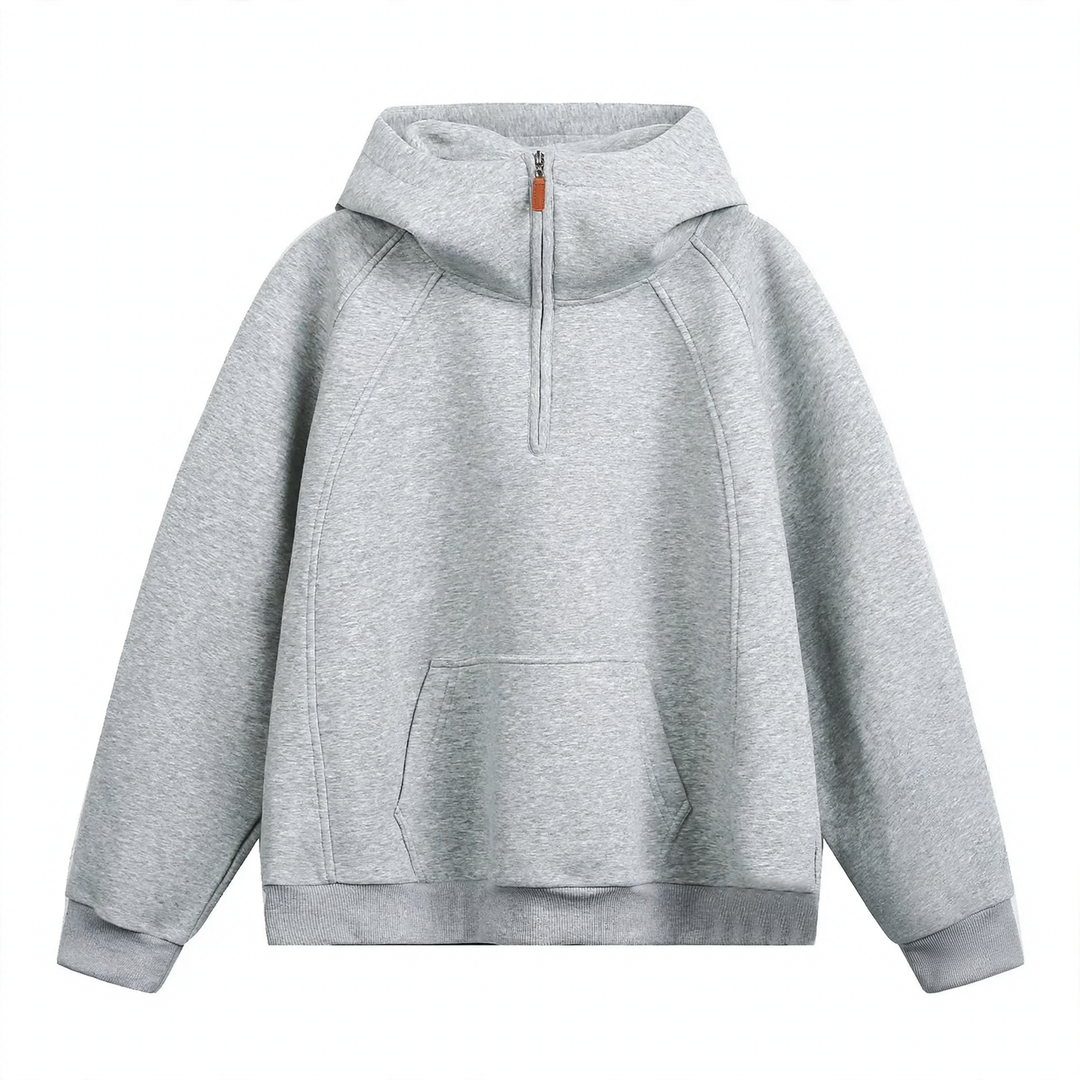 Unisex hoodie with zipper and stand-up collar