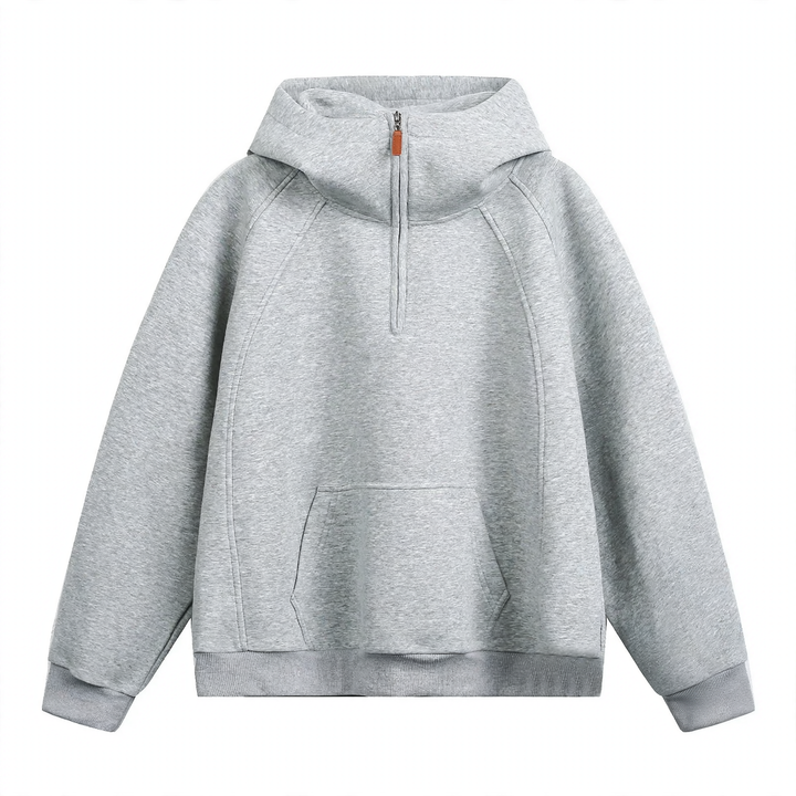 Unisex hoodie with zipper and stand-up collar