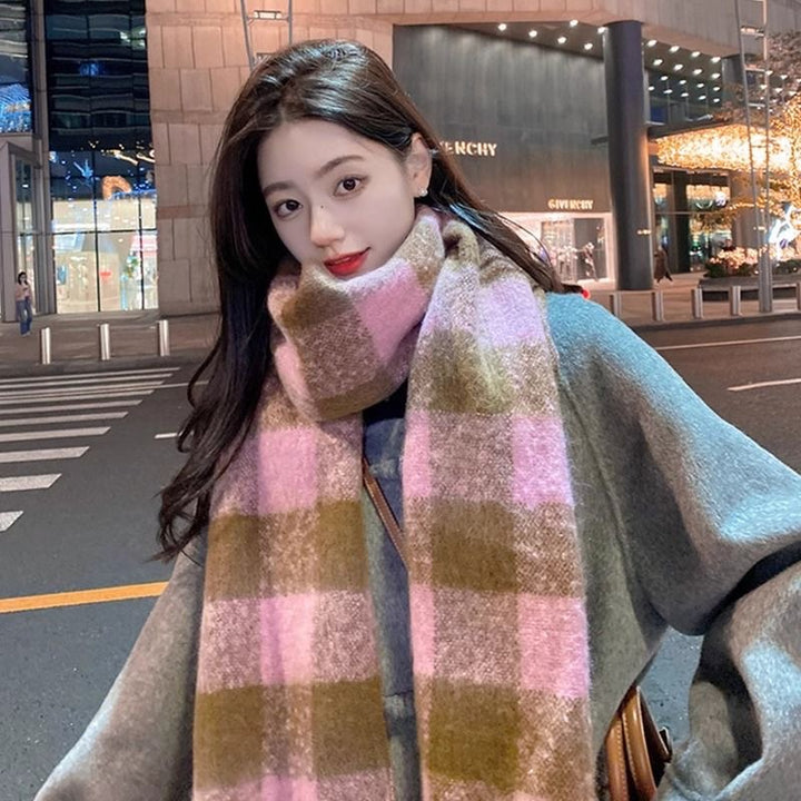 Checked winter scarf, 210x30cm