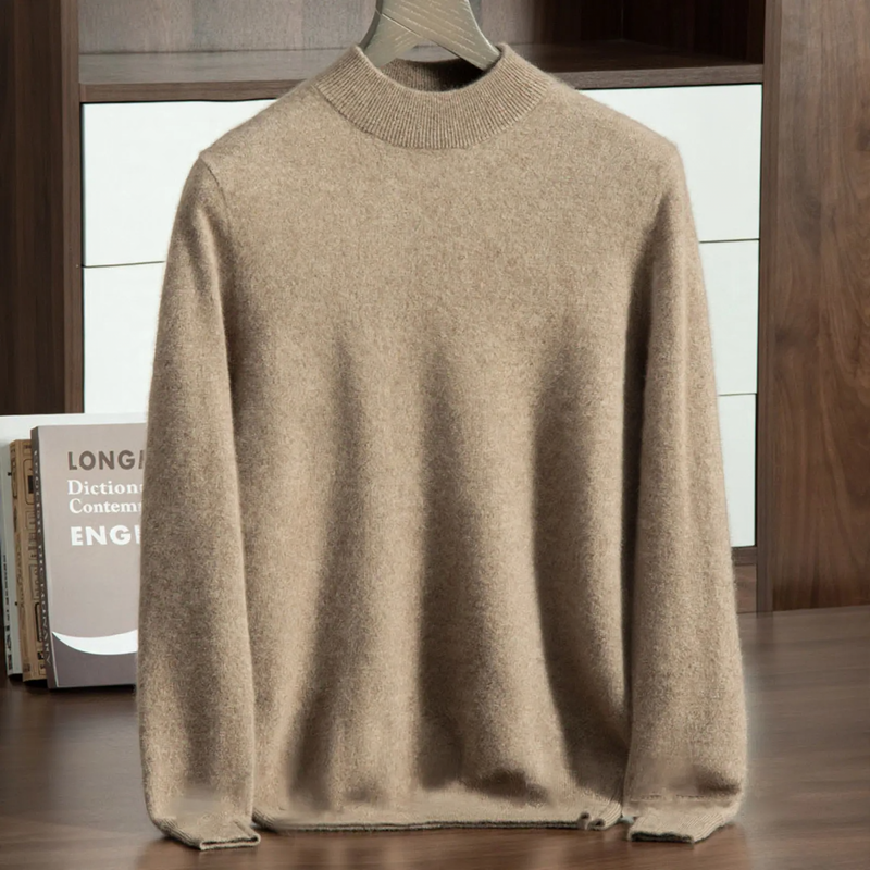 Men's Cashmere Sweater, Stand-Up Collar, Business Casual