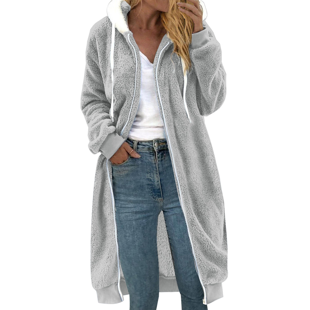 Women's Reversible Coat made of Faux Fur with Hood