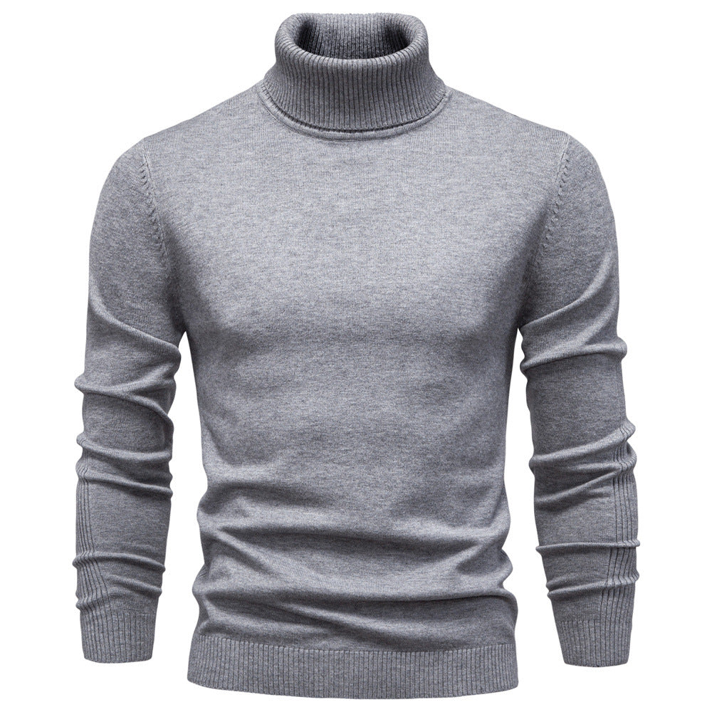 Men's turtleneck sweater, solid color, casual