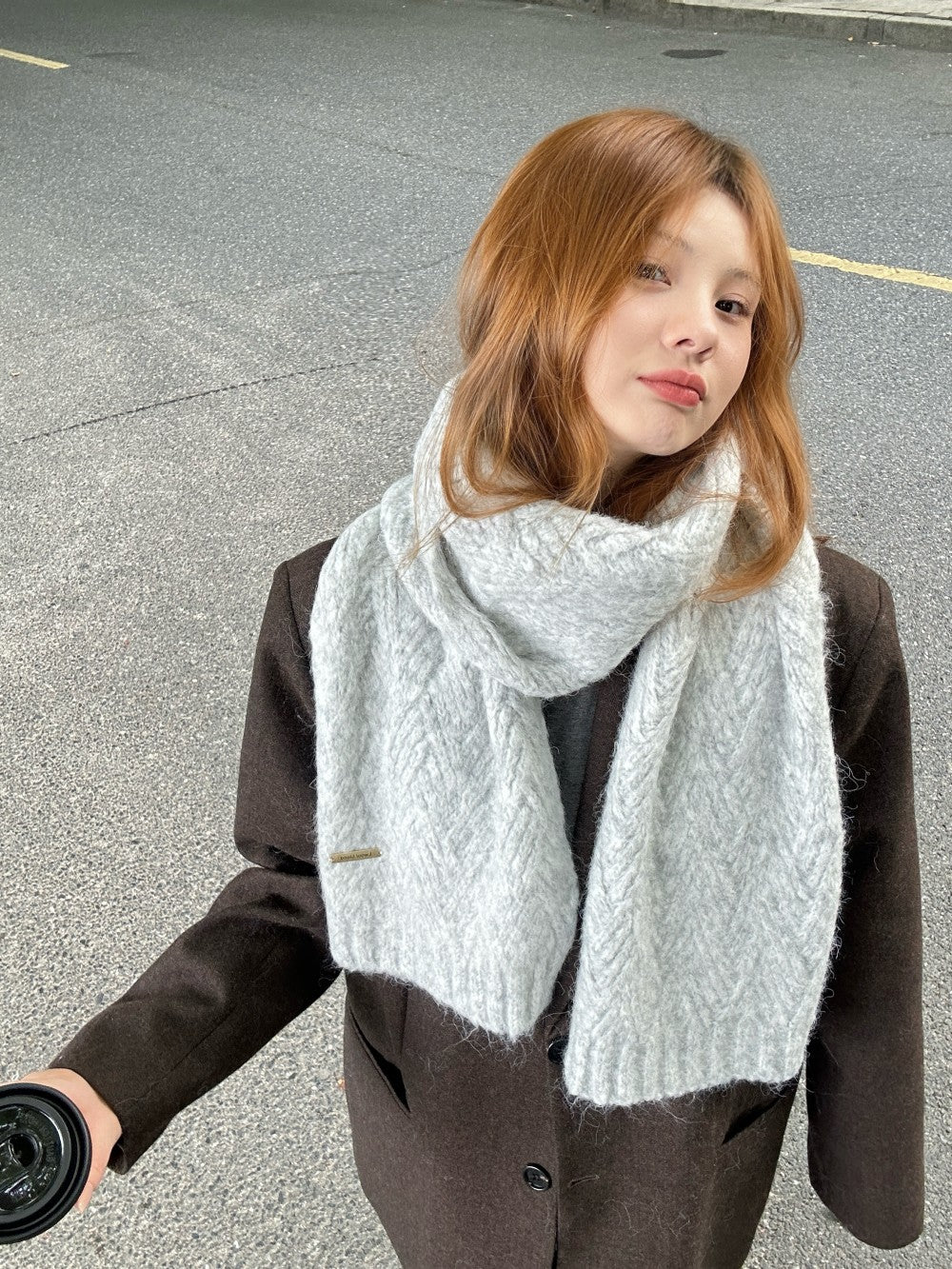 Alpaca wool knitted scarf, 24x165 cm