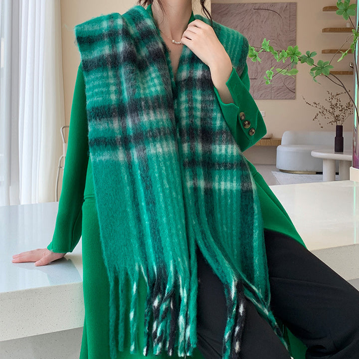 Checked scarf in mohair look, warming