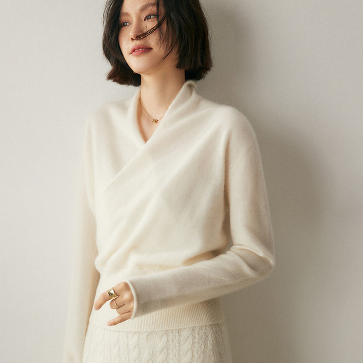 Women's knit sweater with V-neck