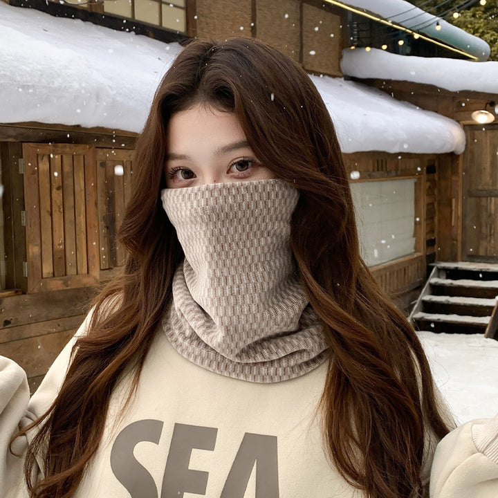 Double-layered hat and scarf set for winter
