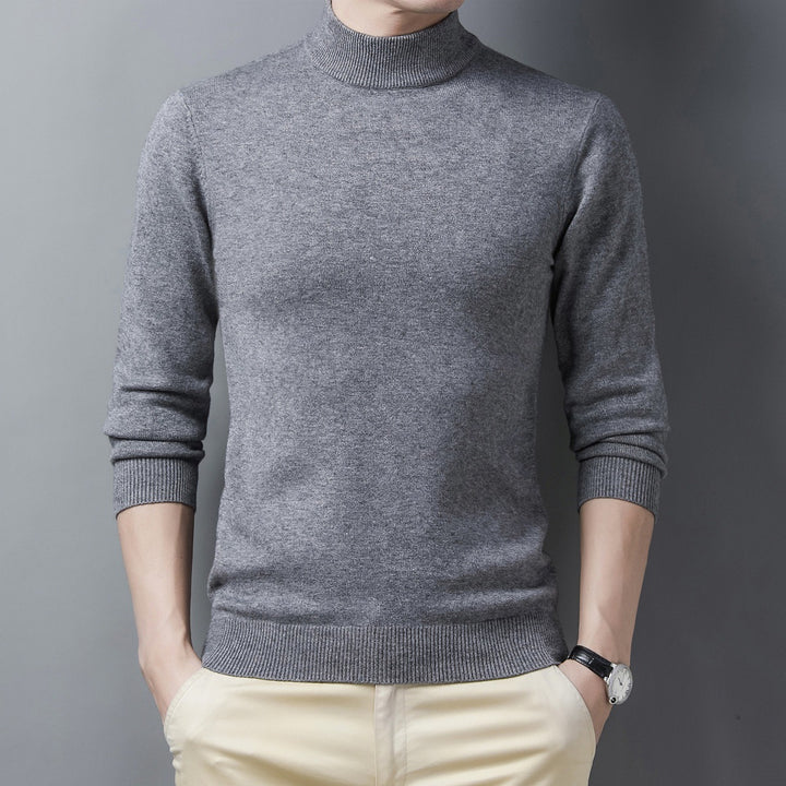 Men's cashmere sweater, half-high collar, warm