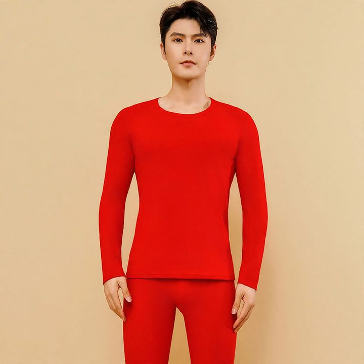 Thermal underwear set, antibacterial, round neck