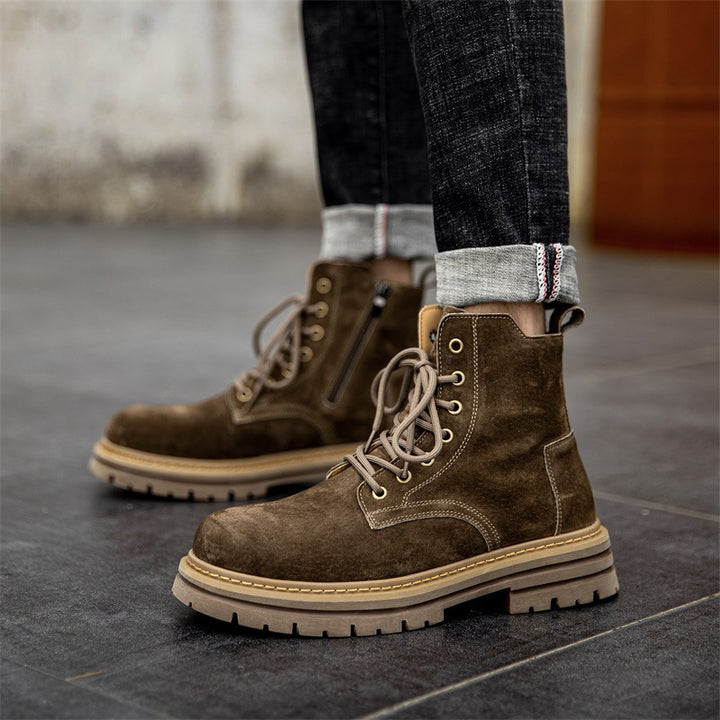 Men's boots, leather, side zipper