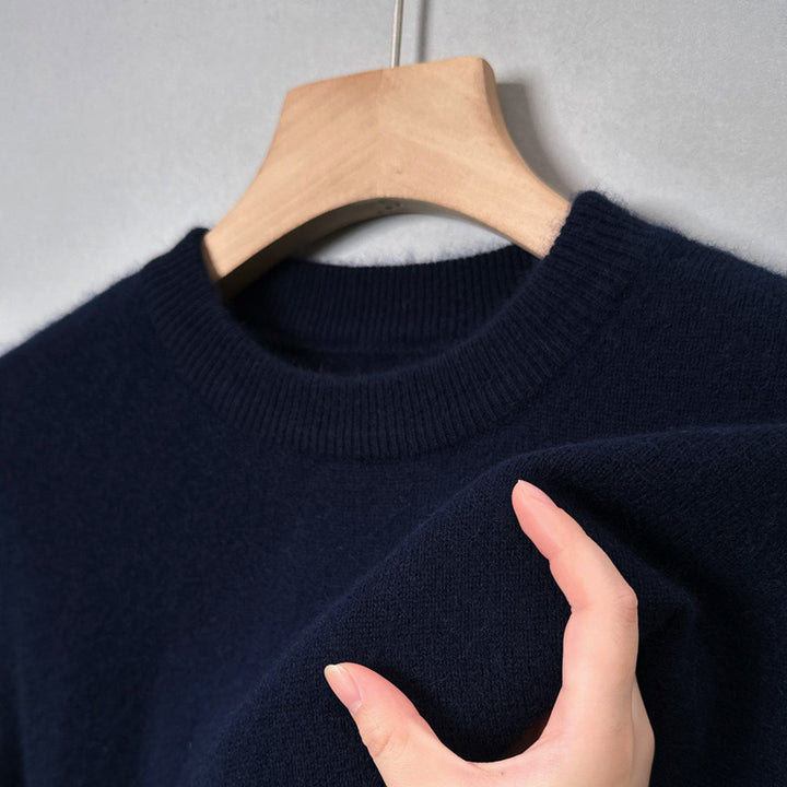Men's knit sweater with stand-up collar, long-sleeved