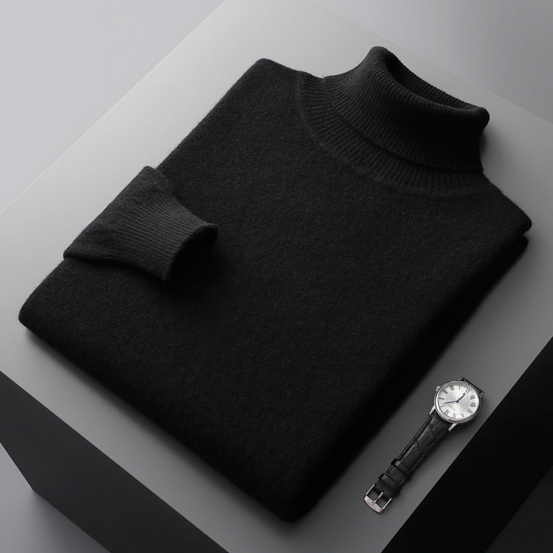 Men's wool pullover, turtleneck, 100% wool