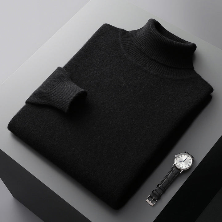 Men's wool pullover, turtleneck, 100% wool