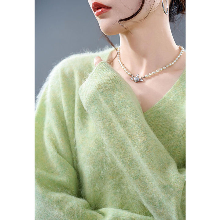 Women's Cashmere Wool Sweater, Brushed, Round or V-Neck
