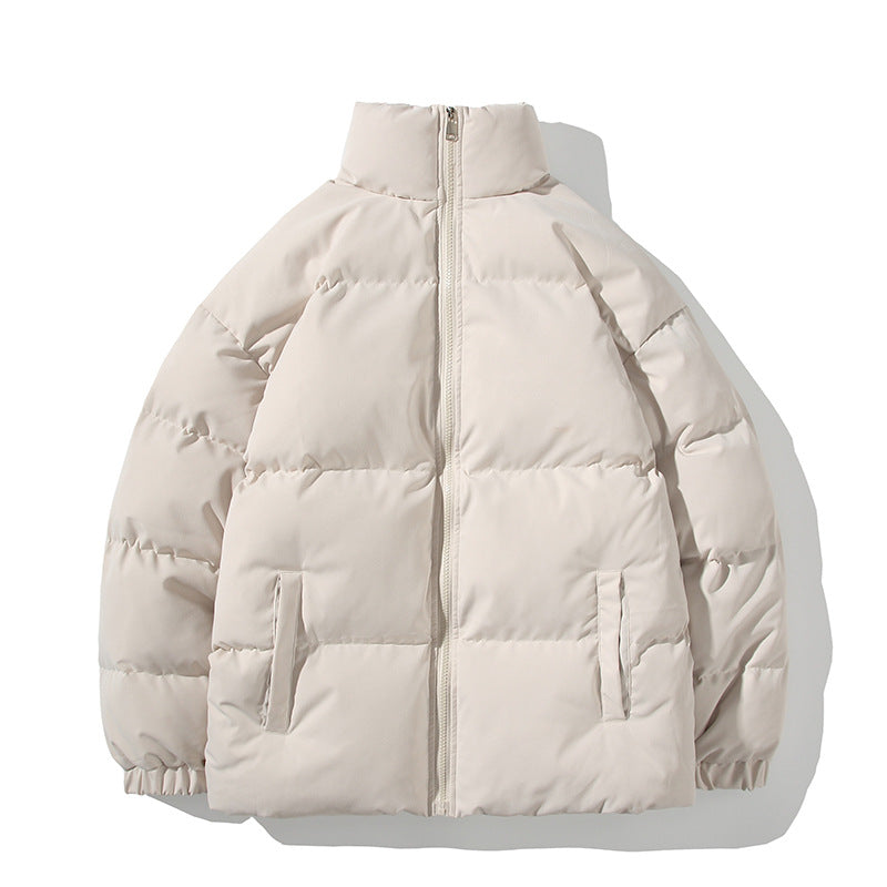 Unisex quilted jacket, padded, stand-up collar, loose fit