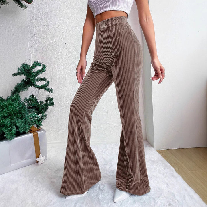 Women's corduroy pants with high waistband and flared leg