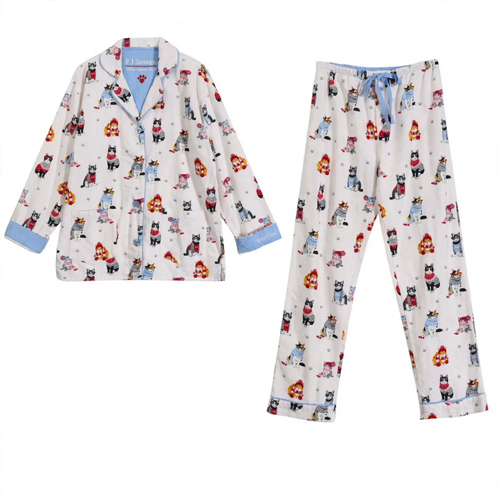 Women's pajamas, cotton, brushed on both sides, versatile