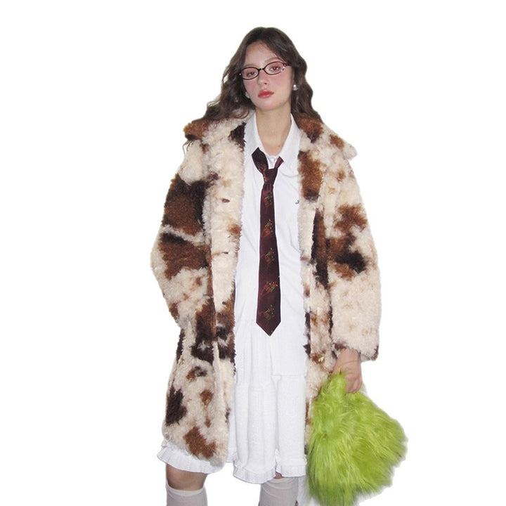 Long faux fur coat in retro style for women