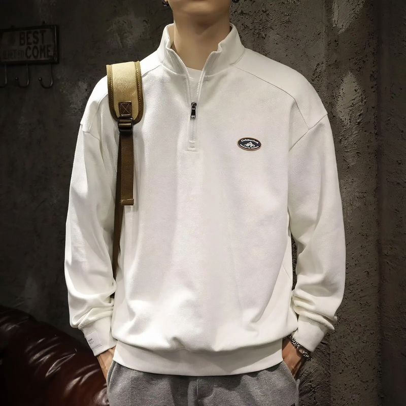Men's sweatshirt with half zipper and stand-up collar