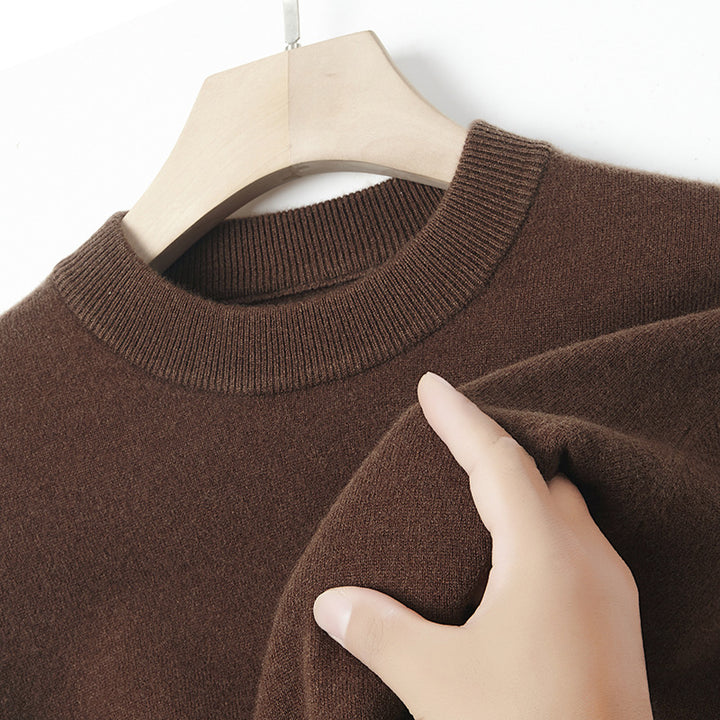 Men's cashmere sweater, crew neck, solid color