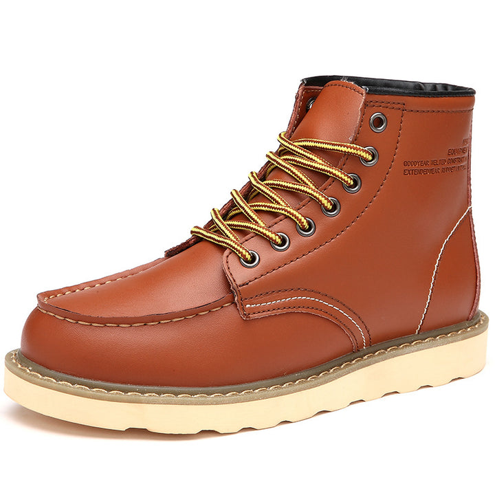 Men's leather boots, lined, with heel