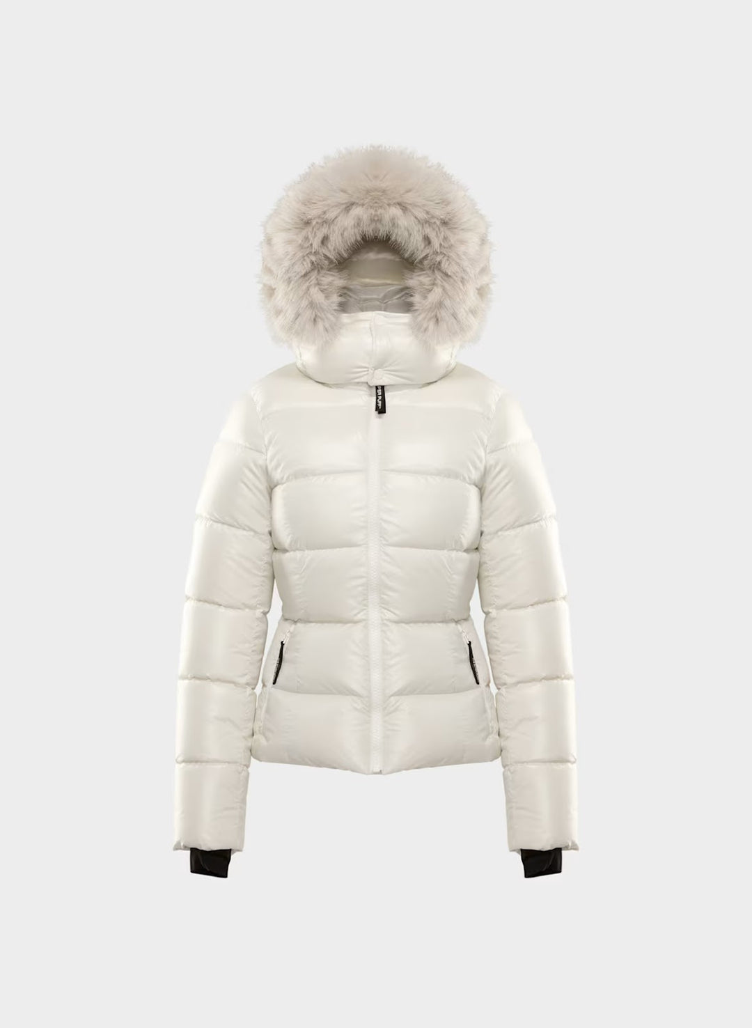 Women's down jacket with hood and faux fur collar