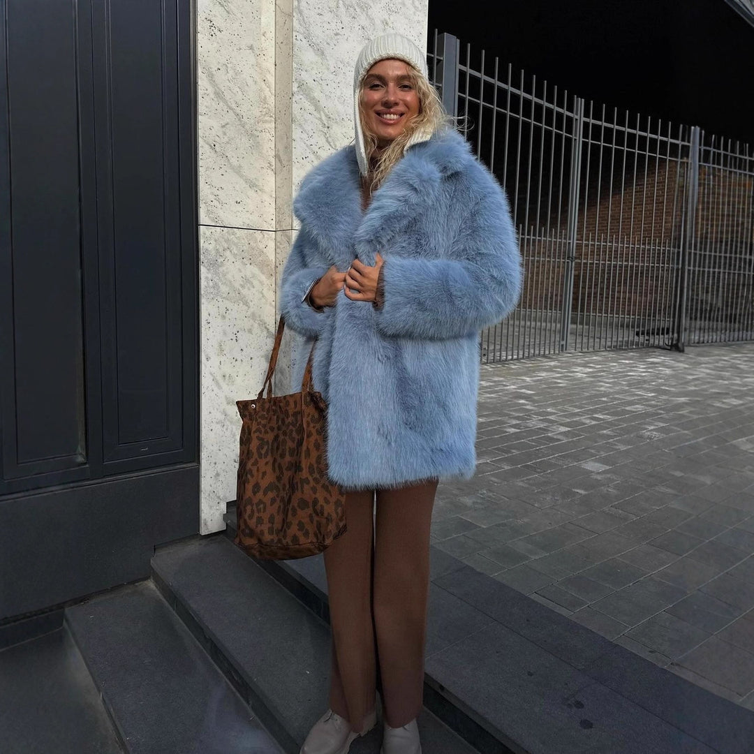 Mid-Length Faux Fur Jacket for Women