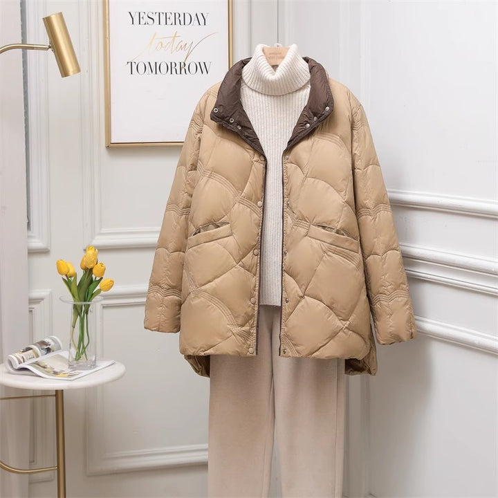 Light down jacket for women, medium length, plus size