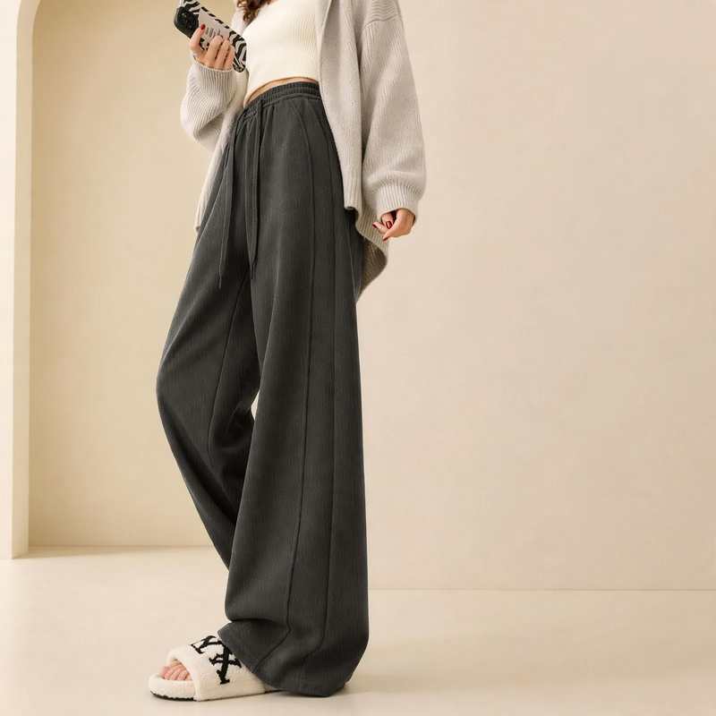Women's corduroy pants, straight cut, lined, for autumn/winter