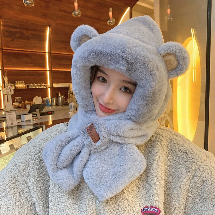 Fluffy winter set with ear protection