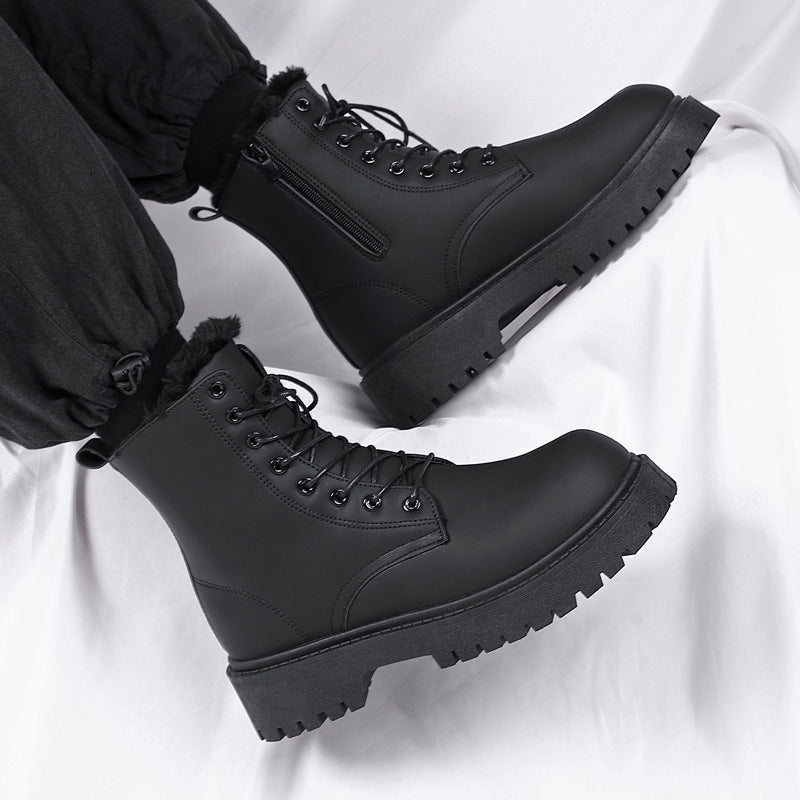 Padded men's biker-style boots